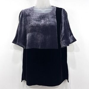 Bevza Velvet 100% Silk Top Womens L Chic Elegant Event Quiet Luxury Classic